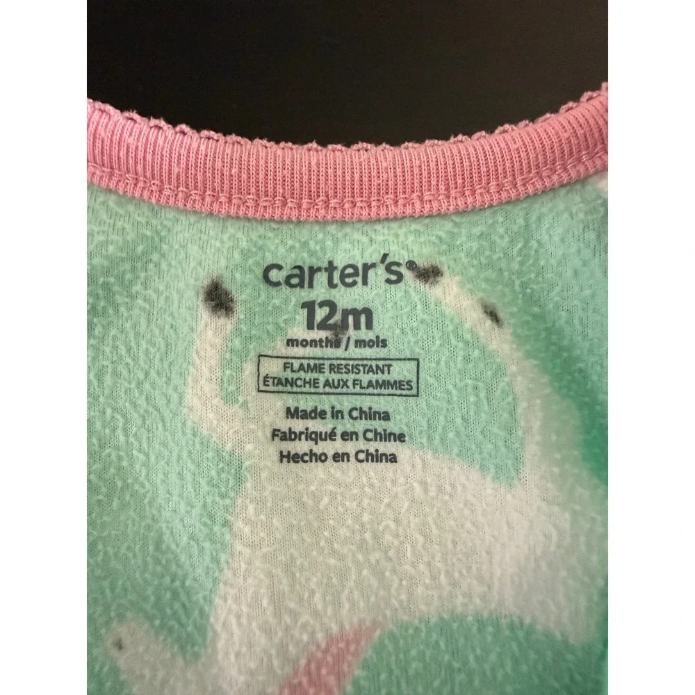 Carter's Footies Baby 12M‎ Unicorn Fleece Footed Pajamas Zip Up Sleepwear